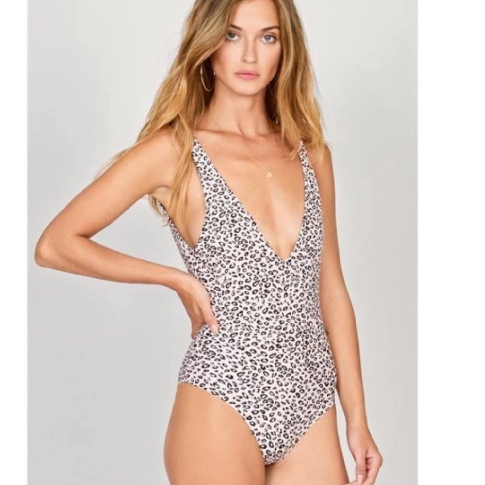 Amuse Society Livia Pink Leopard Print One-Piece Swimsuit